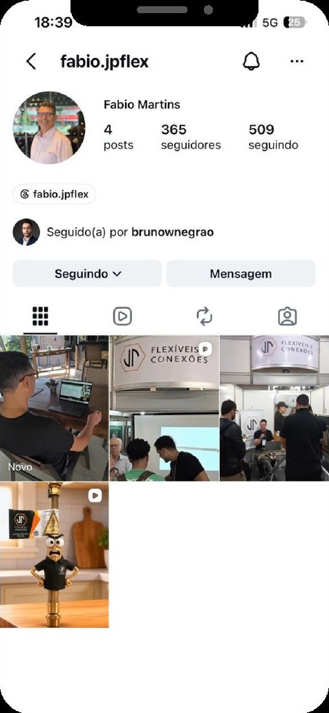 Perfil atual do Instagram fabio.jpflex: 4 posts, sem bio e sem destaques